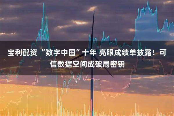 宝利配资 “数字中国”十年 亮眼成绩单披露!可信数据空间成破局密钥